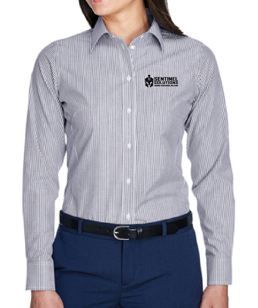 Devon & Jones Ladies' Crown Woven Collection Banker Stripe - D645W