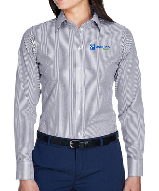 Devon & Jones Ladies' Crown Woven Collection Banker Stripe - D645W