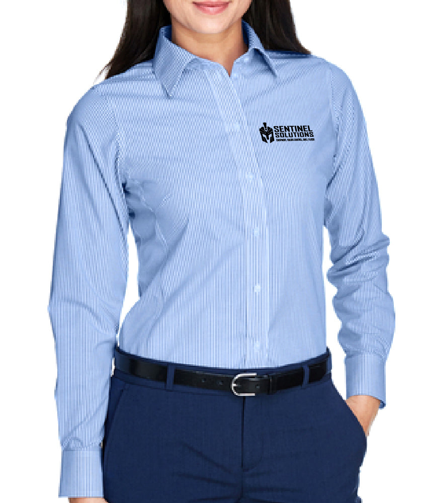 Devon & Jones Ladies' Crown Woven Collection Banker Stripe - D645W