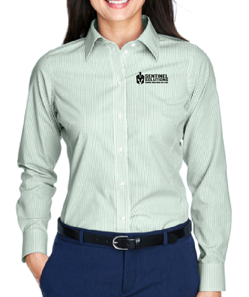 Devon & Jones Ladies' Crown Woven Collection Banker Stripe - D645W