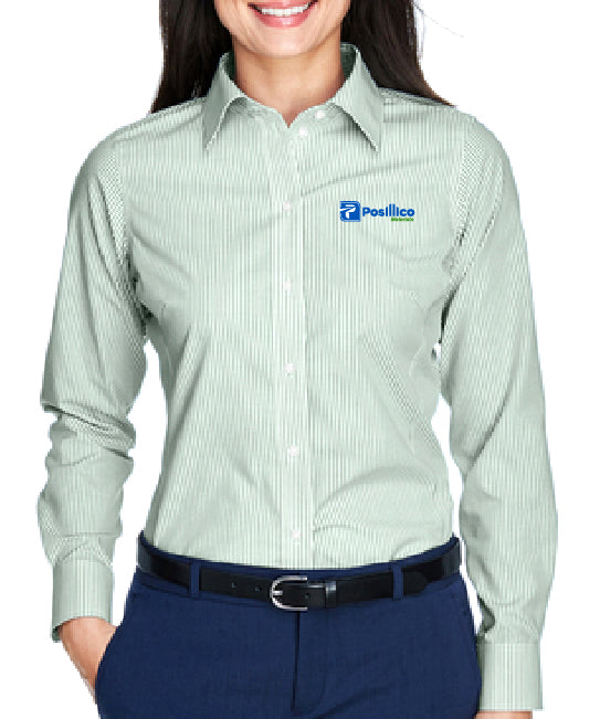 Devon & Jones Ladies' Crown Woven Collection Banker Stripe - D645W