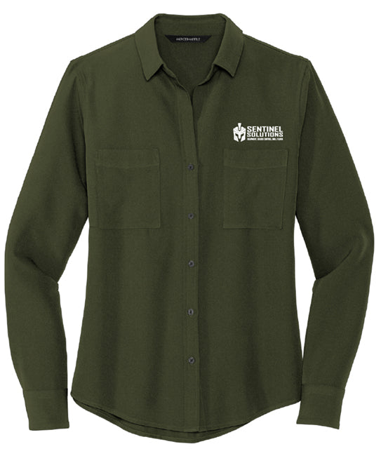 Mercer+Mettle™ Women's Stretch Crepe Long Sleeve Camp Blouse - MM2013