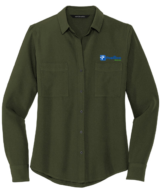 Mercer+Mettle™ Women's Stretch Crepe Long Sleeve Camp Blouse - MM2013