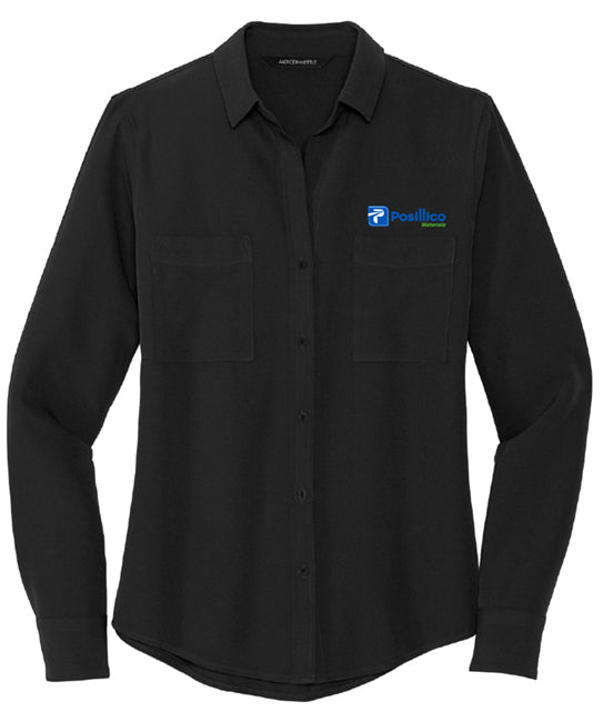 Mercer+Mettle™ Women's Stretch Crepe Long Sleeve Camp Blouse - MM2013