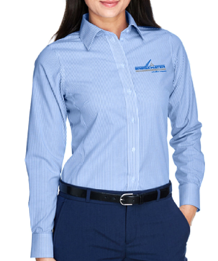 Devon & Jones Ladies' Crown Woven Collection Banker Stripe - D645W