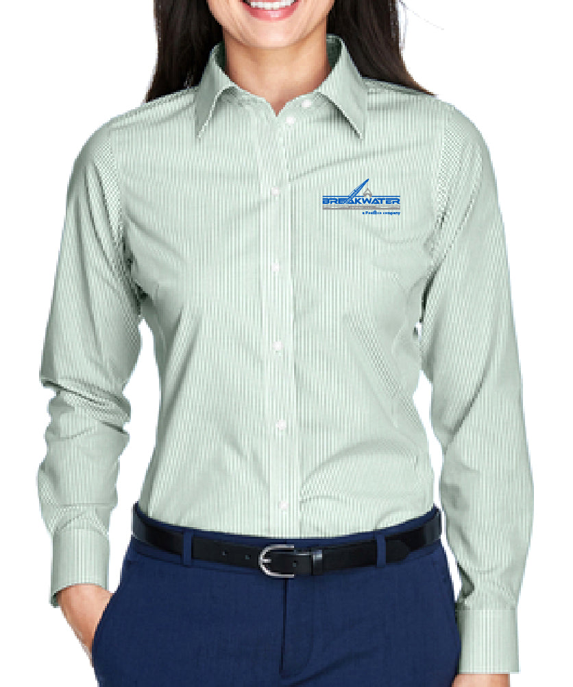 Devon & Jones Ladies' Crown Woven Collection Banker Stripe - D645W