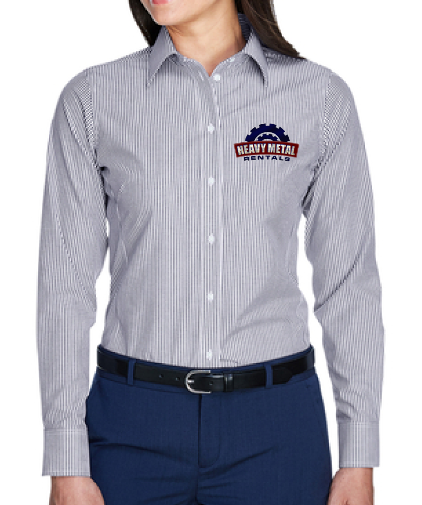 Devon & Jones Ladies' Crown Woven Collection Banker Stripe - D645W