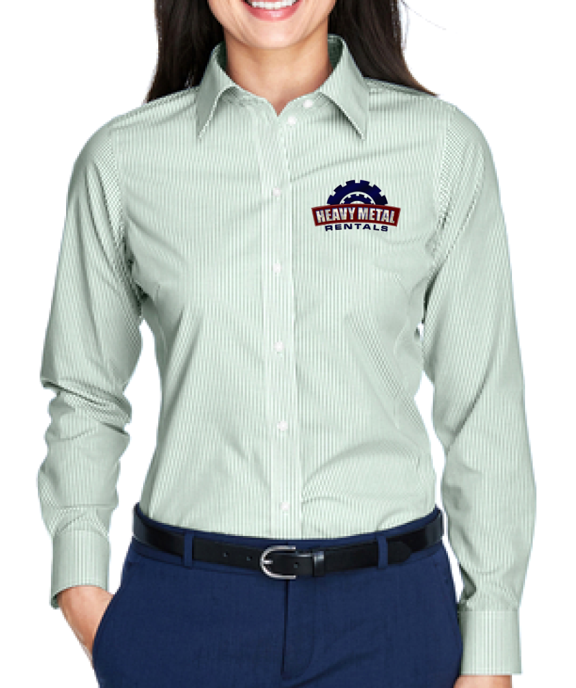 Devon & Jones Ladies' Crown Woven Collection Banker Stripe - D645W