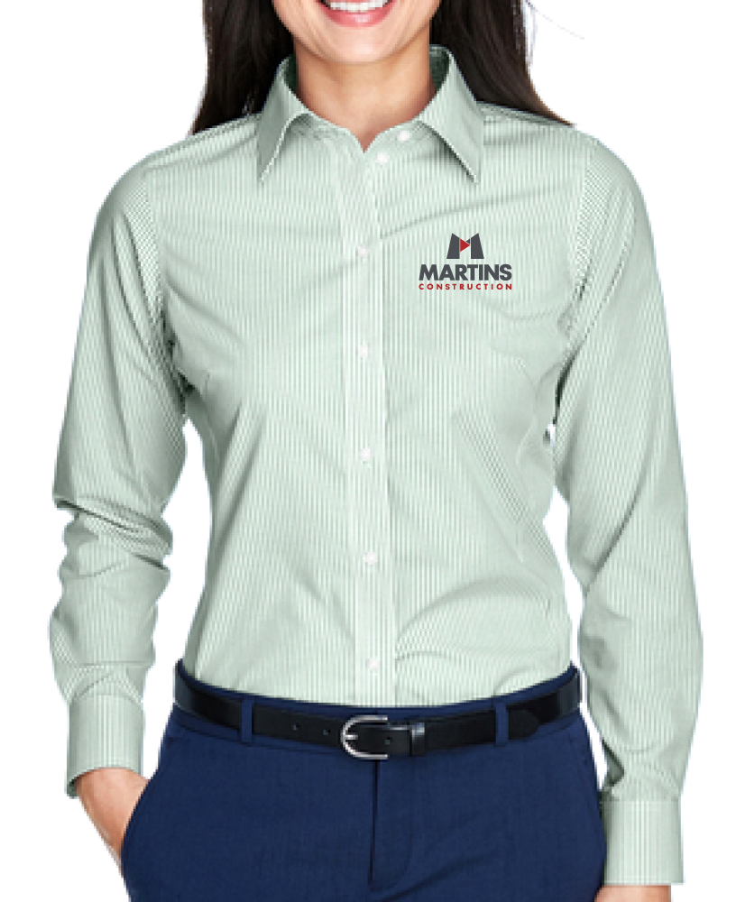 Devon & Jones Ladies' Crown Woven Collection Banker Stripe - D645W